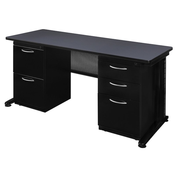 Fusion Fusion Double Pedestal Desks, 24 D X 29 H, 72 W X Wood, Metal MDP7224GY - main
